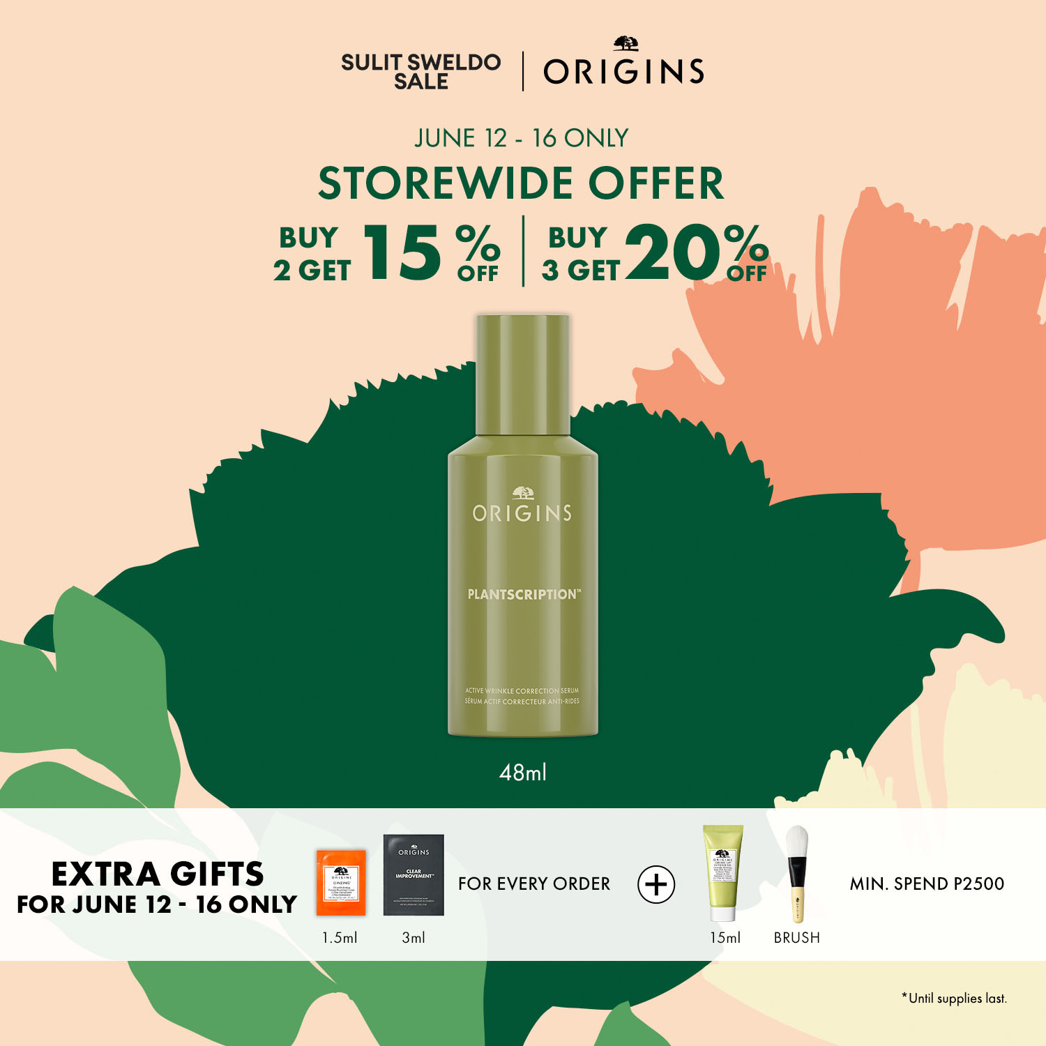 Origins NEW Plantscription Active Wrinkle Correcting Serum 48ml | Vegan | Corrects Wrinkles and Pores | Contains Retinoid | For Sensitive Skin