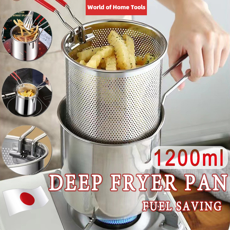 Japan 304 Stainless Mini Deep Fryer 1.2L with Filter