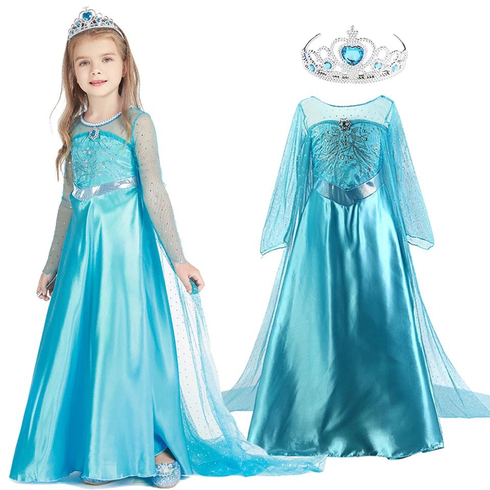 Frozen Princess Dress Costume Aurora Girls Birthday Party Elsa Wand Tiara  Bag | eBay