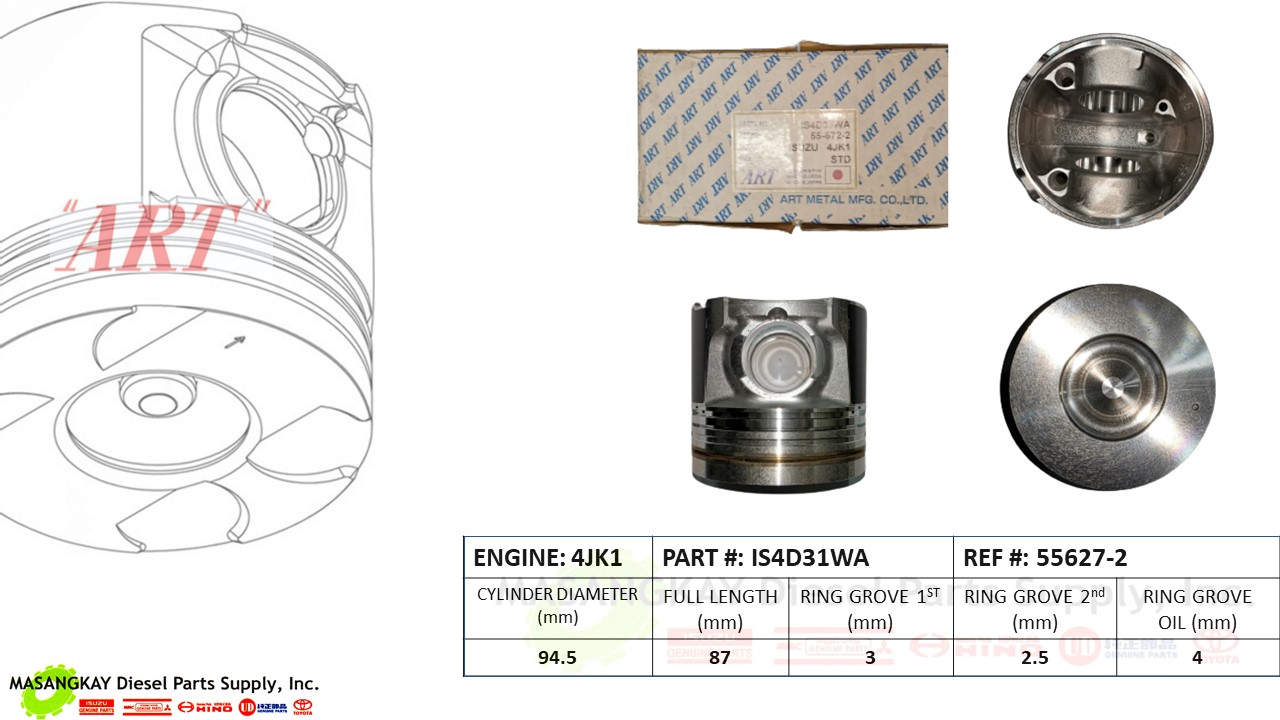 ART / (HART) Piston (SET) for ISUZU 4JA1 (IS4D09WA) (8-94369