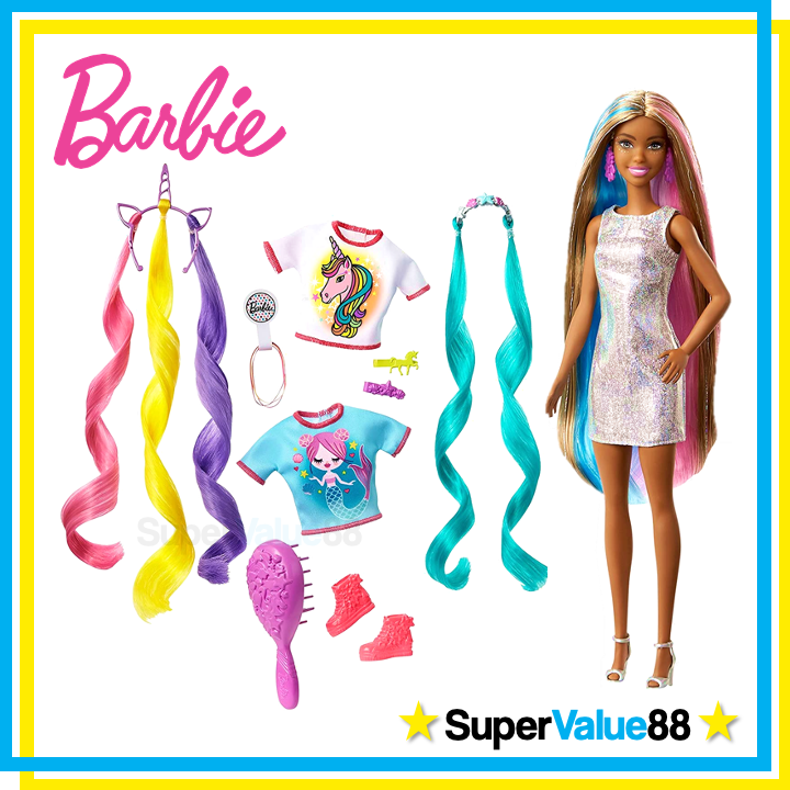 Original Barbie Fantasy Hair Playset, Brunette African-American