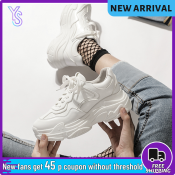 2023 White Aesthetic Sports Shoes with 3" Thick Sole