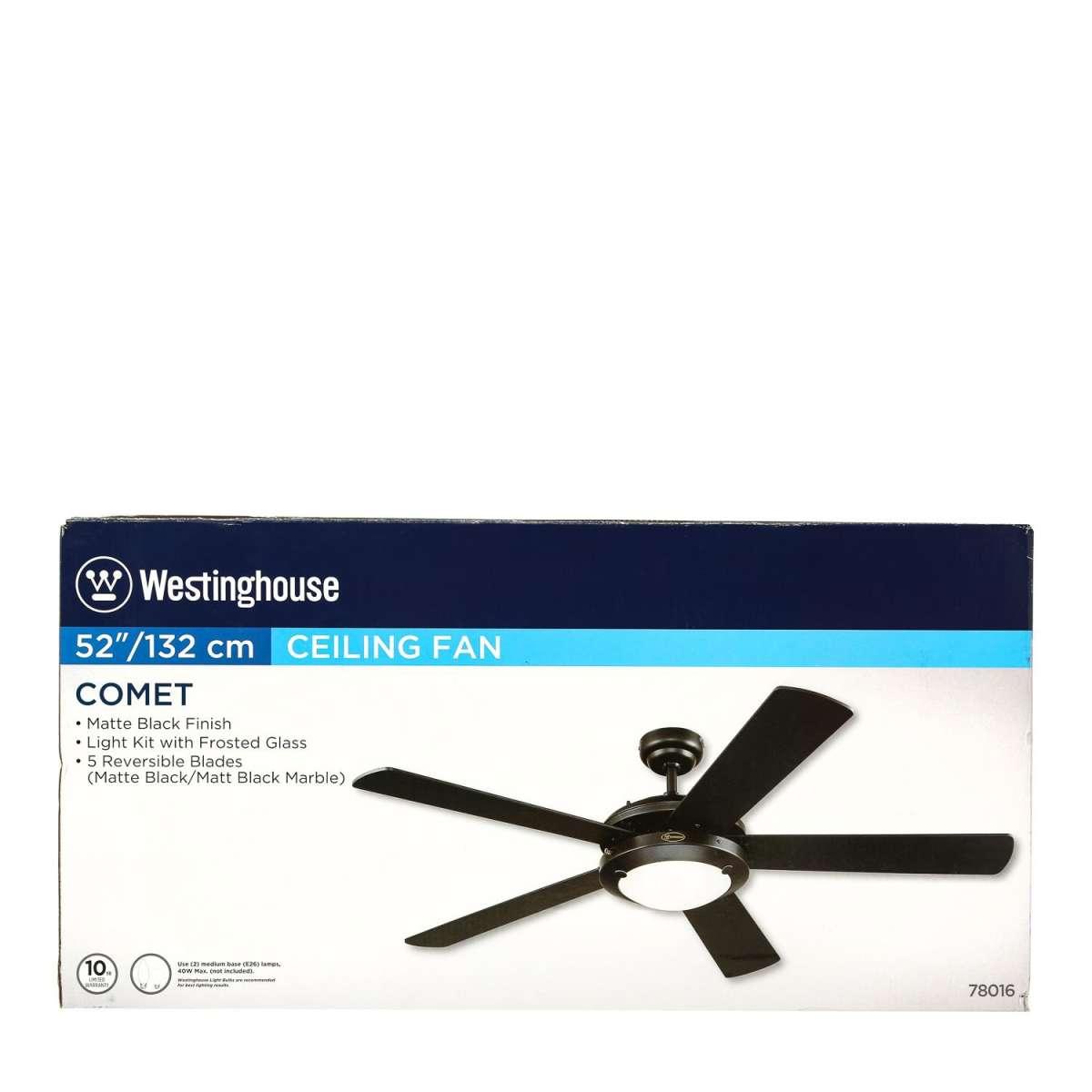 Westinghouse 52 Comet Ceiling Fan 78016 Matte Black Best