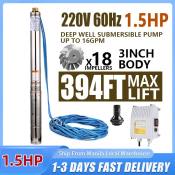 1.5HP Stainless Steel Deep Well Submersible Water Pump - 220V