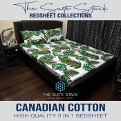 Suite Stack 3-in-1 Cotton Bed Sheet Collection - Monstera Leaf