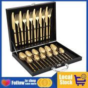 FUSSIN 24-Piece Golden Cutlery Set in Stainless Steel Box