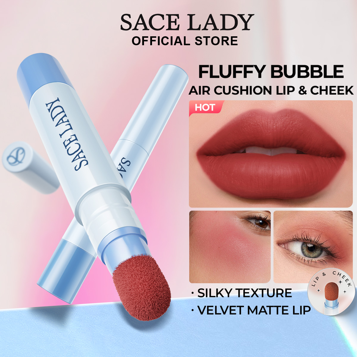 Discount on SACE LADY  shoes - SKU: SACE LADY Long-lasting Air Cushion Lip & Cheek Cream Velvet Matte Lipstick Silky Texture Non-sticky 