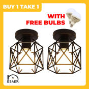 ESAER Geometric Shape Semi-Flush Mount Ceiling Light with FREE BULB