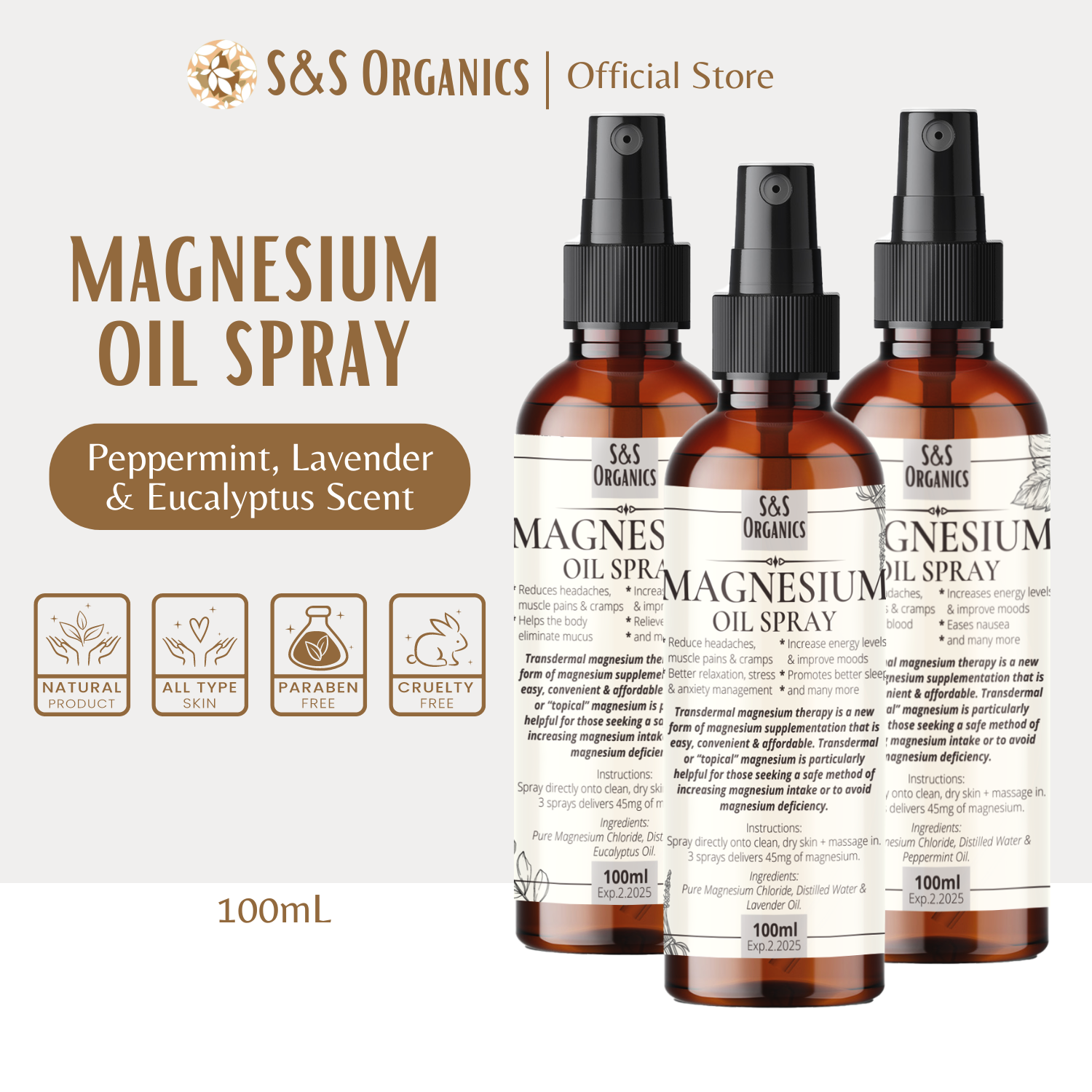 S&S Pure Magnesium Oil Spray 100ml