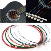 Rainbow Acoustic Guitar Strings Set - 6pcs Multicolor