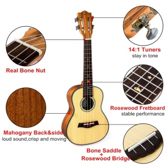 Kmise Classical Concert Ukulele Beginner Kit Solid Spruce Mahogany23 Ukelele Hawaii Guitar For Starter And FREE 9 GIFTS - Intl June 2018 - 3 Kmise Classical Concert Ukulele Beginner Kit Solid Spruce Mahogany23 Ukelele Hawaii Guitar for Starter and FREE 9 GIFTS - intl - 3