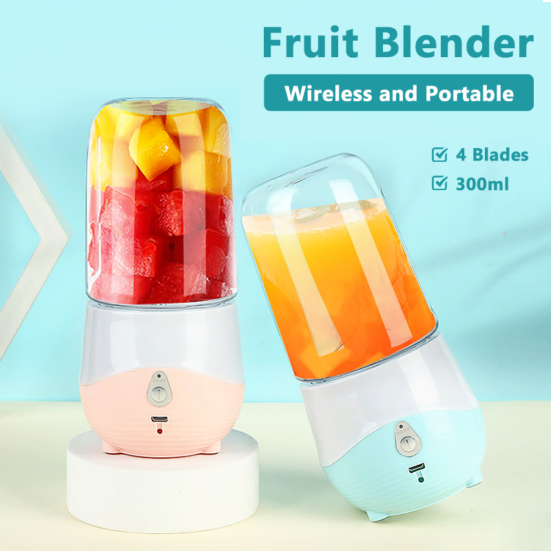 Wireless Charging 4 Blades Electric Juicer Mini Portable Blender