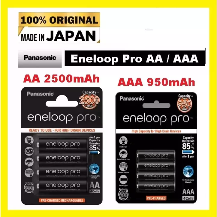 Panasonic Eneloop Pro AA 2500mAh Rechargeable Batteries 8 Pack