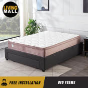 Living Mall Queen/King Bed Frame with Drawer & Diomire Mattress