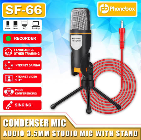 PHONEBOX 3.5mm Condenser Mic with Tripod Stand - PC/Smartphone