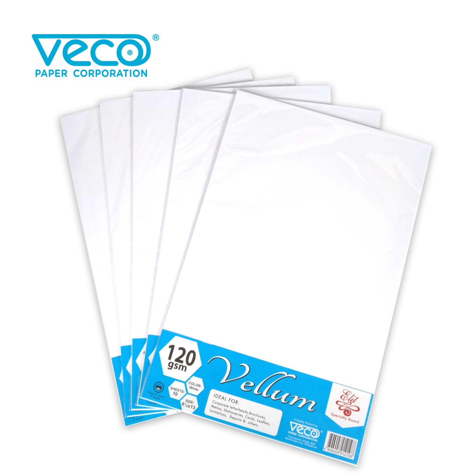 Veco Elit Vellum Board 120gsm White 8.5inx13in