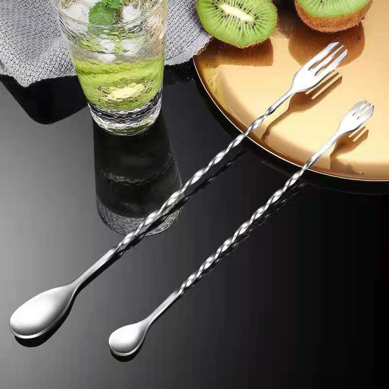 StainlessLUX 77503 Brilliant Stainless Steel Long Spoons / Stirrer Set (2  Pieces / Set)