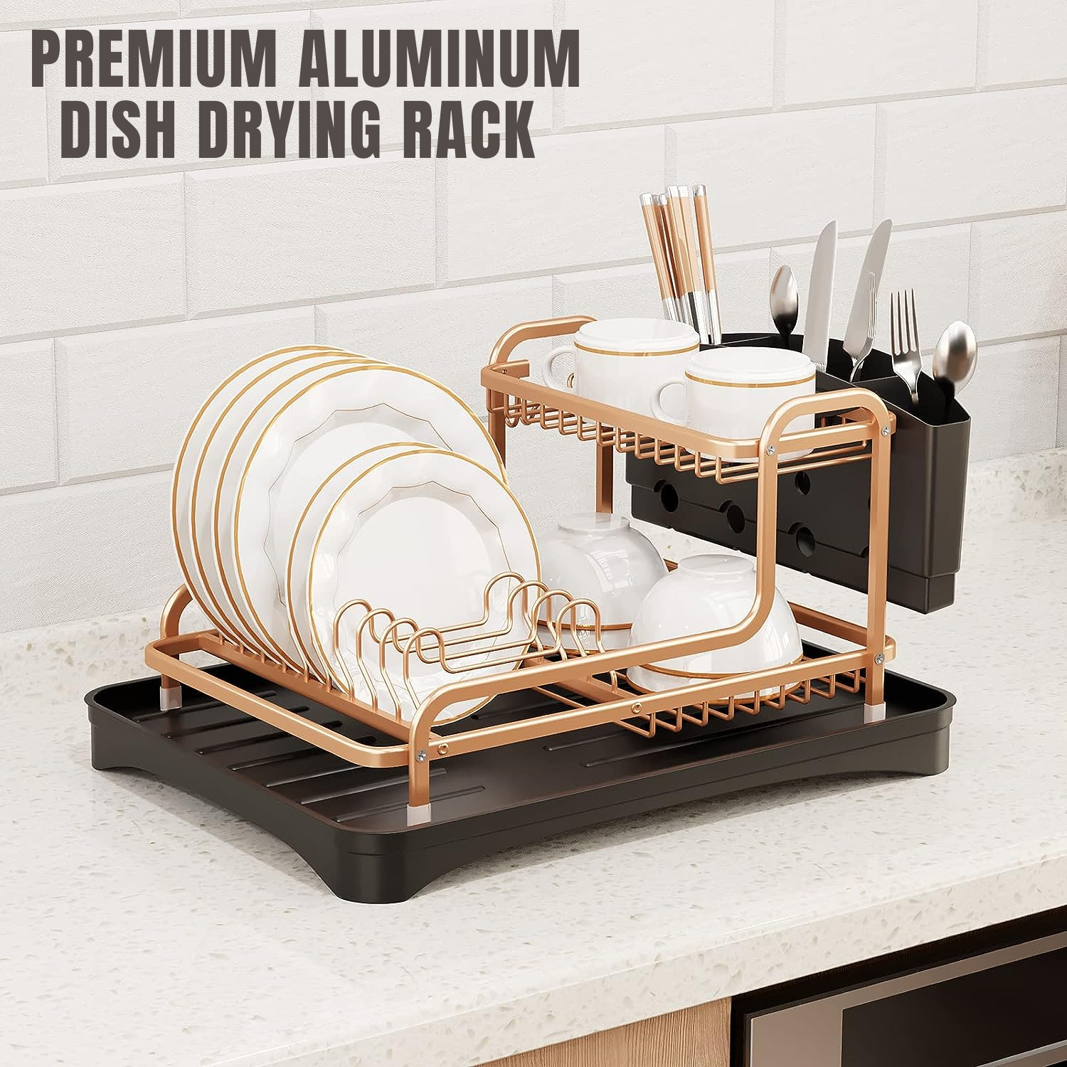 Aluminum Dish Rack Double layer (Rose Gold) – BACOENG