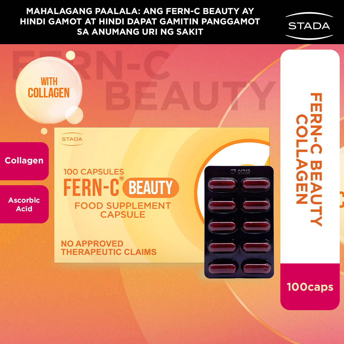Fern-C Beauty Glutathione + Vitamin C + ALA + Grape Seed Extract + Vitamin  E (5+1 Capsules)