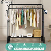 LIVABLE Folding Coat Rack for Bedroom with Single/Double Poles