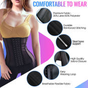 Miss 9 Boned Black Corset Waist Trainer by Premium