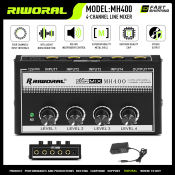 Mini 4-Channel Audio Mixer with Mic/Guitar Inputs and Volume Control