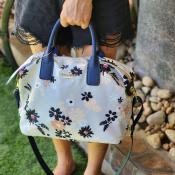Kate Spade White Lyla Crossbody Bag with Sky Blue Flowers