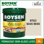 Boysen Permacoat Semi-Gloss Latex Paint - Basic Beige 4L