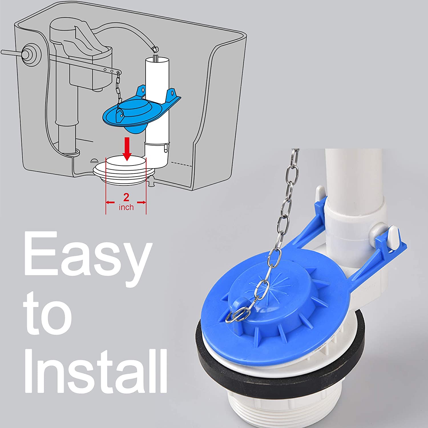 Toilet Flapper Replacement 2inch (Blue) Universal for American Standa