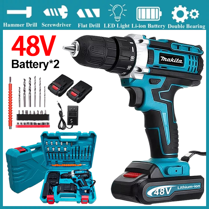 Cordless Hand Drill Heavy duty Set Power Tools Sale 2 Battery Set for ...