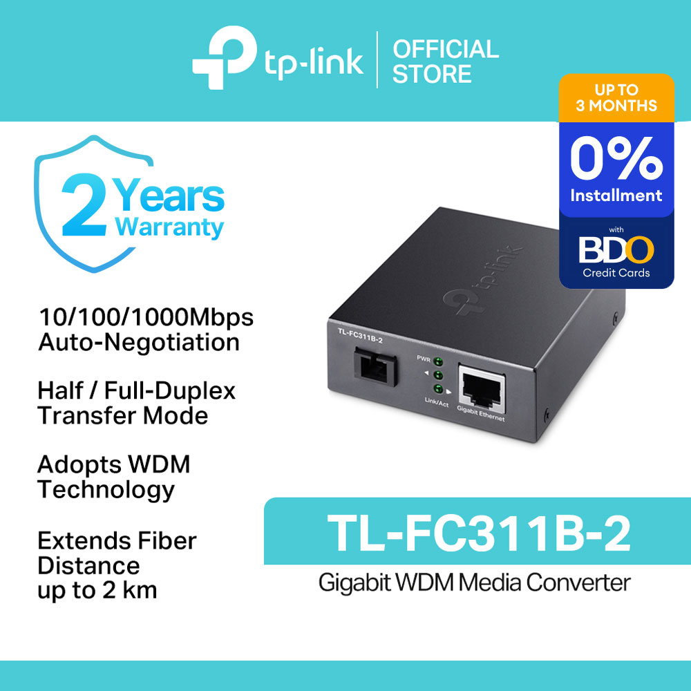 TP-Link Official Store / TL-FC311B-2 / 10/1001000Mbps RJ45 port Gigabit WDM Ethernet Media Converter for Internet