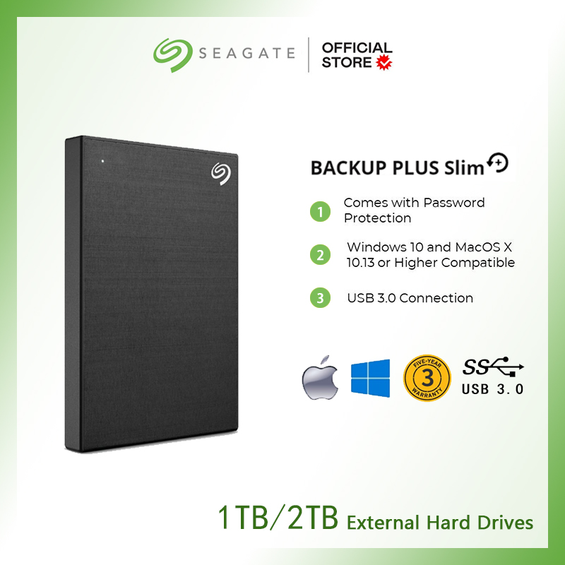 Seagate Backup Plus Slim 1TB/2TB Portable External HDD