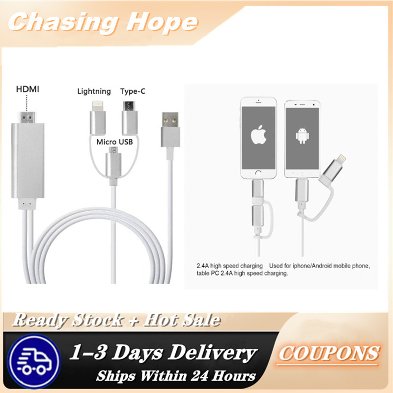 Usb C Micro Hdmi Lightning In HDMI Adapter Cable Lightning/Type-C