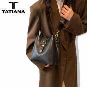 Tatiana Celine Vintage Bucket Crossbody Bag with Wide Strap