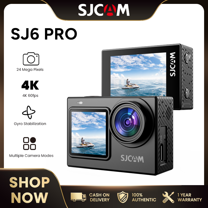 [SJCAM SJ6Pro 4K60fps 24MP Dual Screen Action Camera with WiFi 6-aixs Image Stabilization 170° FOV 8X Zoom Underwater 40m Waterproof Camera Support External MIC,SJCAM SJ6Pro 4K60fps 24MP Dual Screen Action Camera with WiFi, 6-aixs Image Stabilization,170° ราคา 4,529 บาท*ส่งฟรี