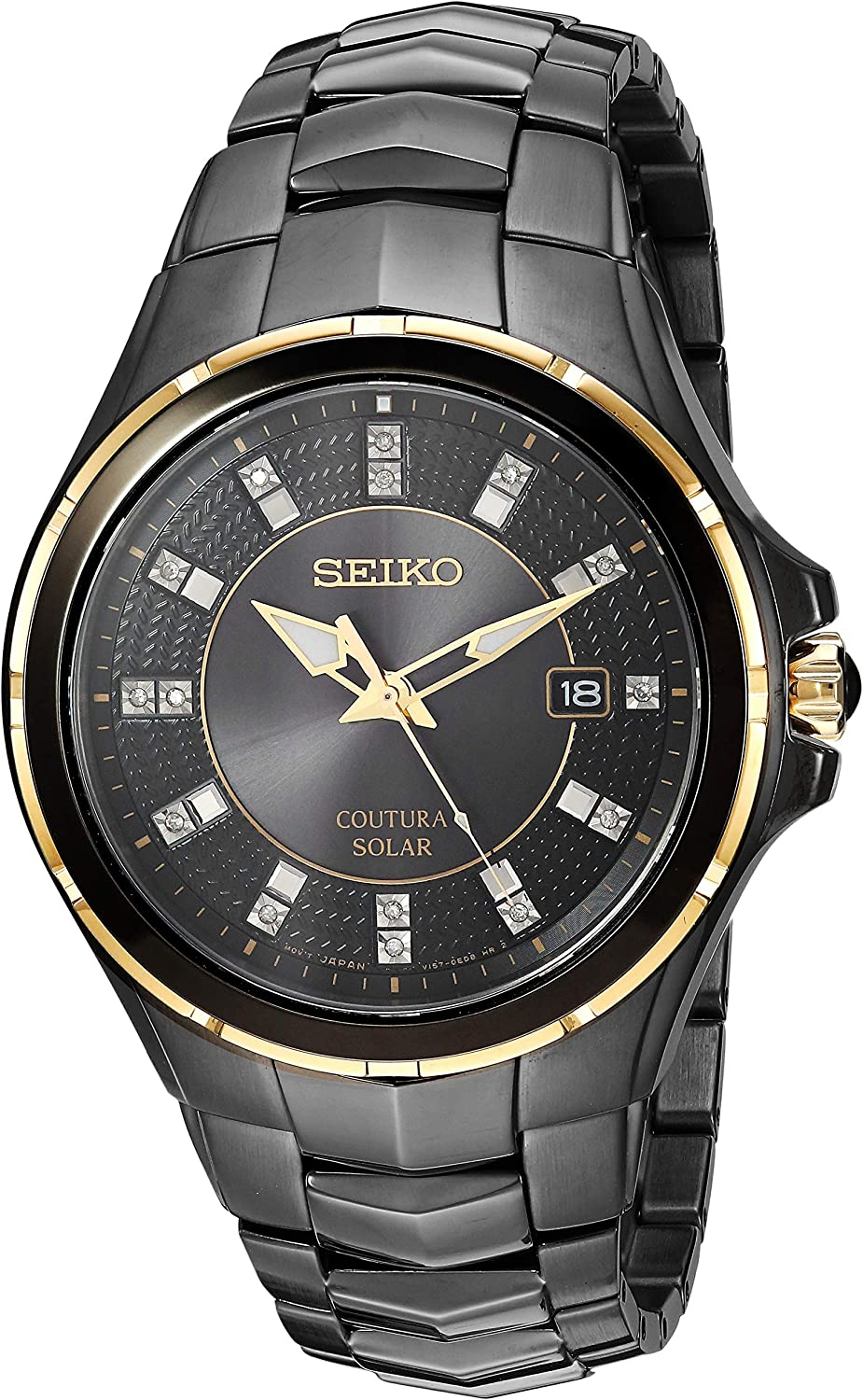 SEIKO Coutura Men's Solar Diamond Dial Watch Black, Gold | Lazada PH