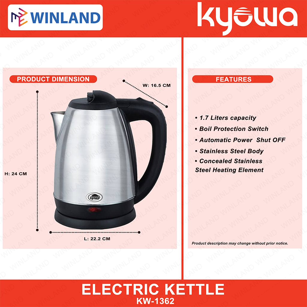 Kyowa KW-1362 1.7 L Stainless Electric Kettle