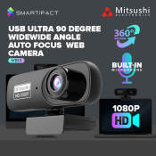 Mitsushi WB10 1080P Webcam with Mic, Wide Angle Focus