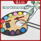 Horseshoe Shaped Watercolor Set - 12 Solid Powder Colors