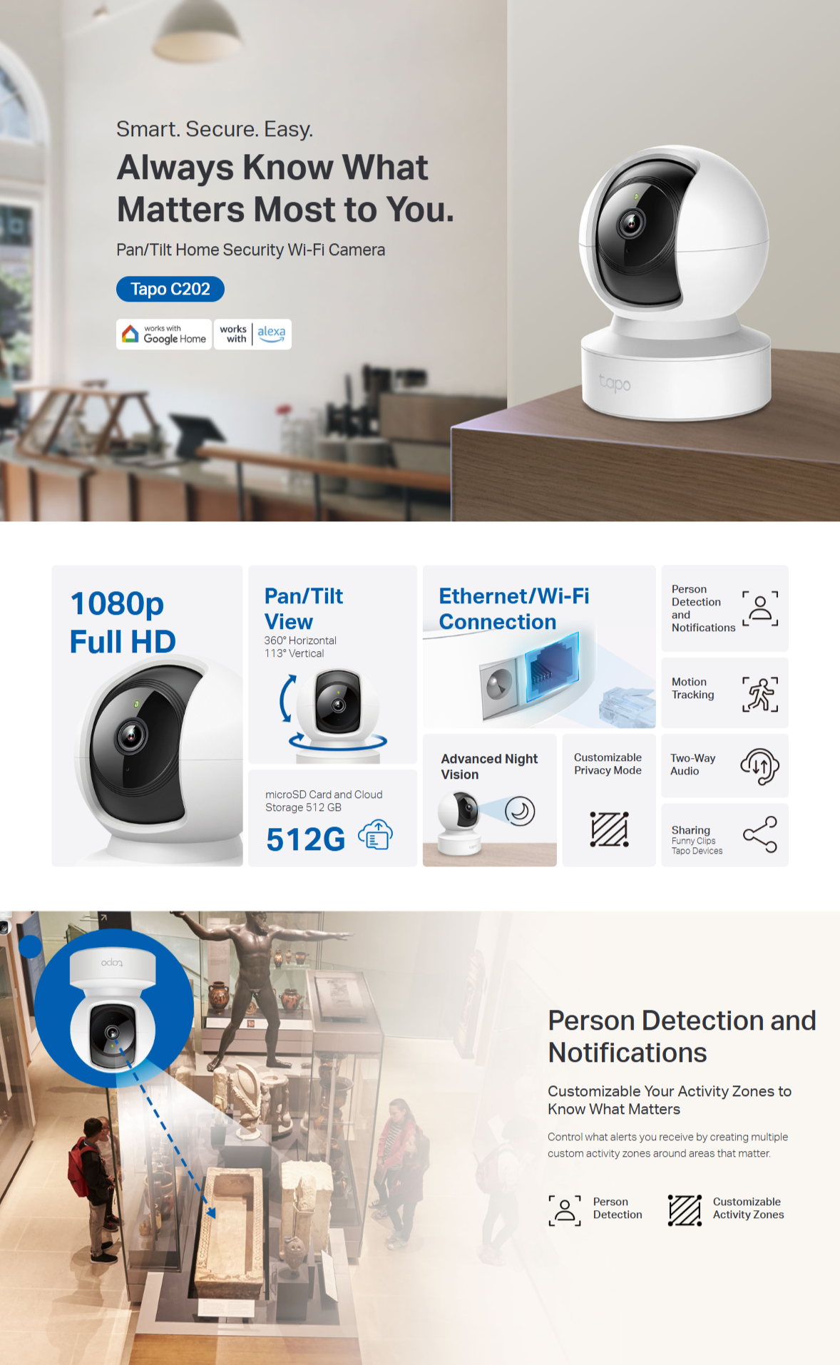 TP-Link Tapo C202 Pan/Tilt Wi-Fi Home Security Camera with