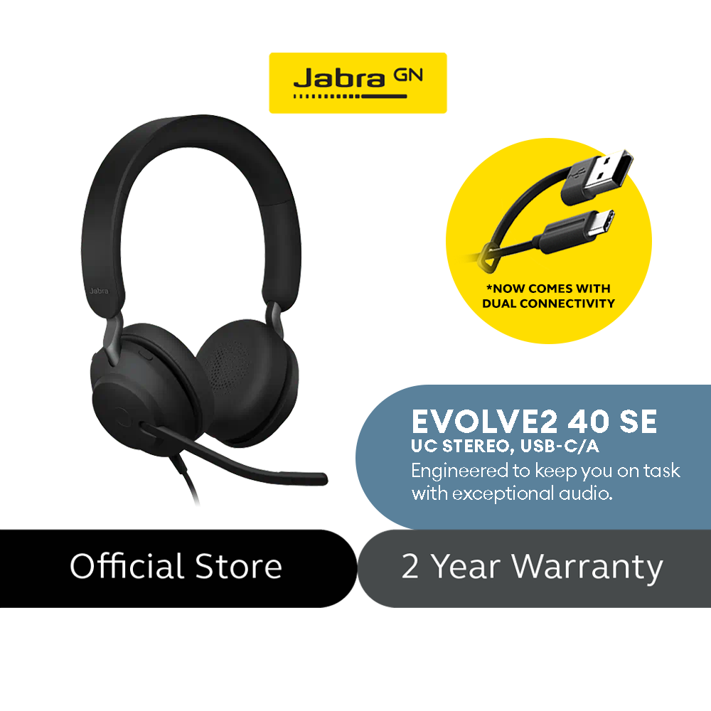 Jabra Evolve2 30 MS Stereo Wired Headsets USB-A Passive Noise