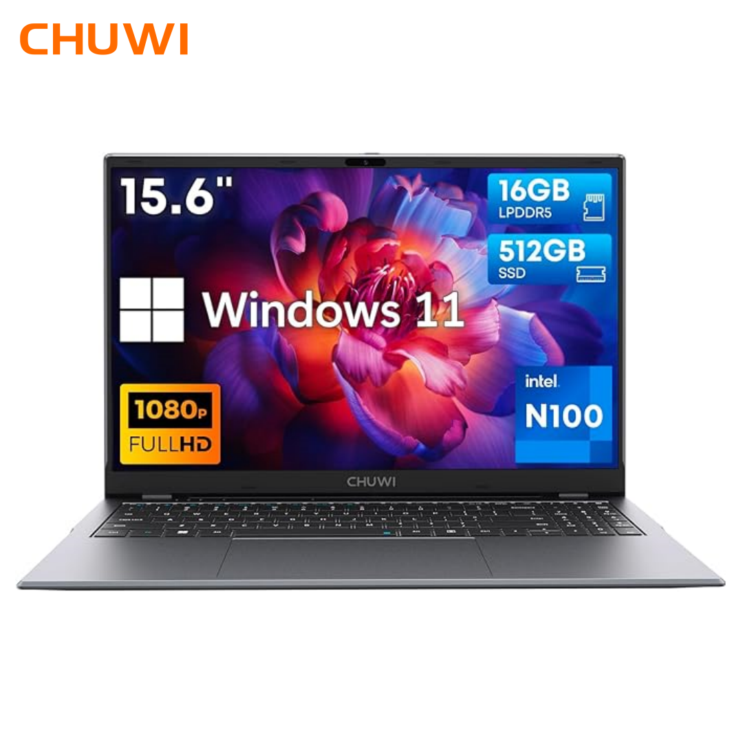 Chuwi 2023 gemibook plus laptop 15.6 '', 512GB SSD 16GB LPDDR5, Intel N100 (up to 3.4GHz), Windows 11 laptop, 1TB SSD expend, IPs FHD 1920x1080, WiFi 6, USB 3.0, webcam ราคา 10,769 บาท*ส่งฟรี