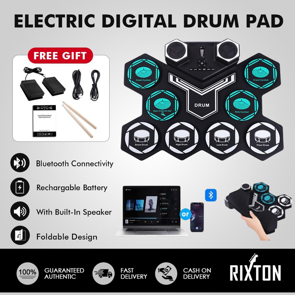 Bluetooth Roll-Up Digital Drum with Recording Function, Dual Speaker. (Brand: N/A)