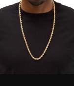 18K Gold Plated Rope Chain Necklace, 24 inches (Brand: TBD)