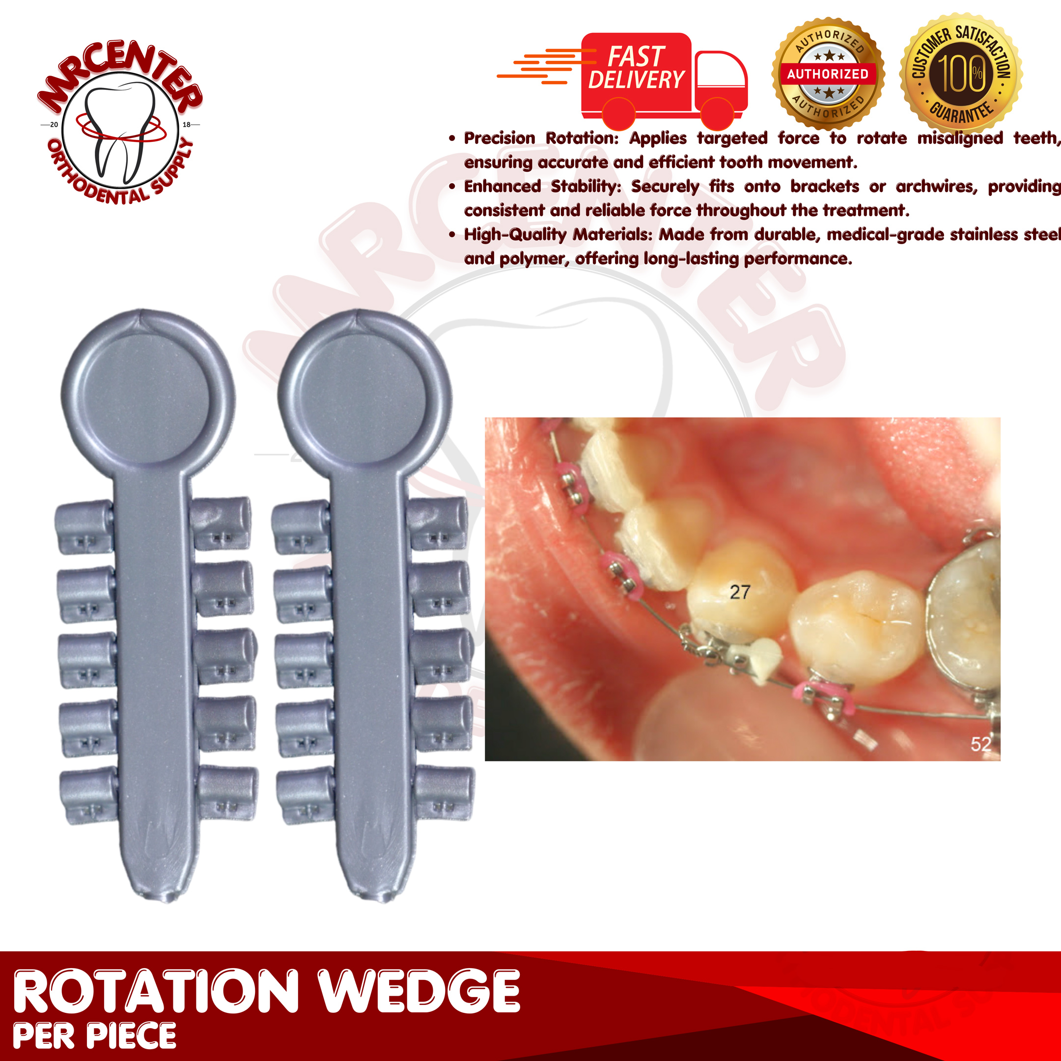 100 Pcs Dental Orthodontic Rotary Pads – High Elastic Rubber Rotation Wedges – Grey