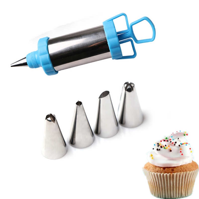 Stainless Cake Decorator Nozzle Cake Cupcake Decoration Icing Piping  Syringe Gun Set Tool