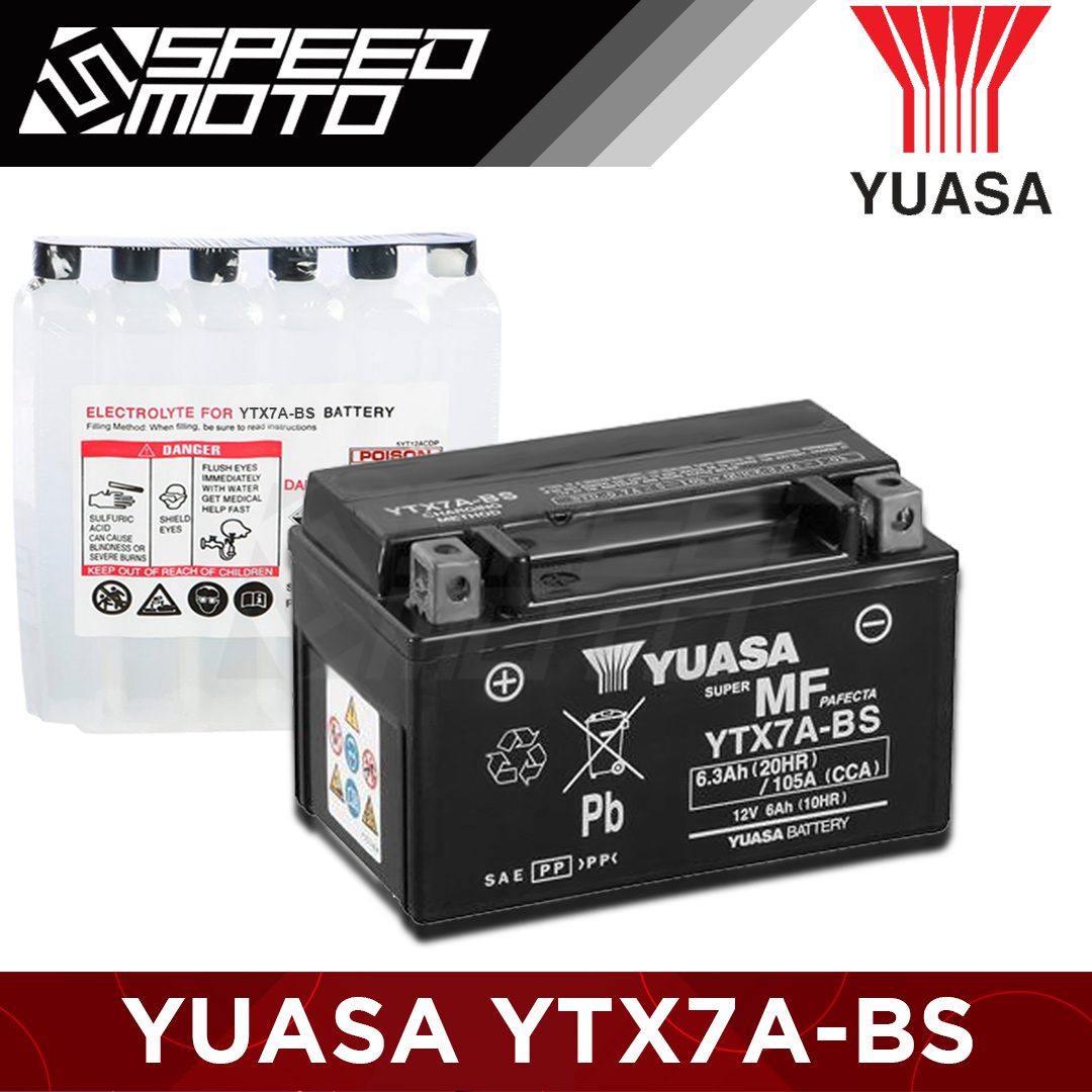YUASA YTX7A-BS/YTX7A AGM 12V 6Ah 105A Motorcycle Battery