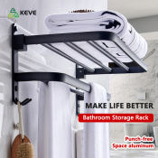 KEVE Aluminum Bathroom Towel Rack Organizer