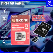 SKONE 64GB MicroSD Memory Card with Adapter for Mobile and Car Camera
