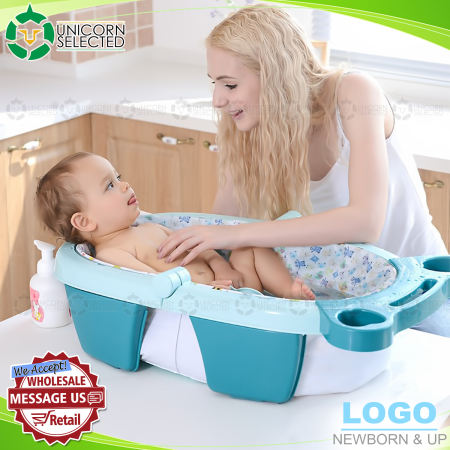 LOGO Portable Bathtub Bathing TubFold Away Baby Bath